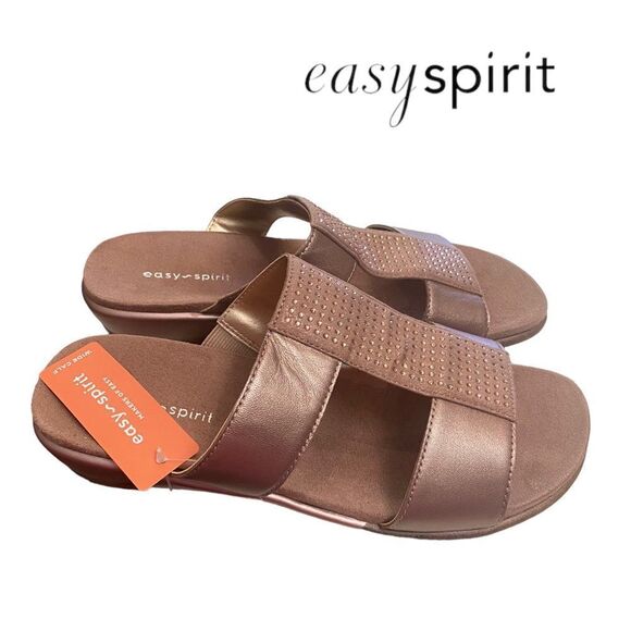 EASY SPIRIT Haddie Light Pink Women's Slide Sandals NEW 7W Wide - Picture 1 of 4